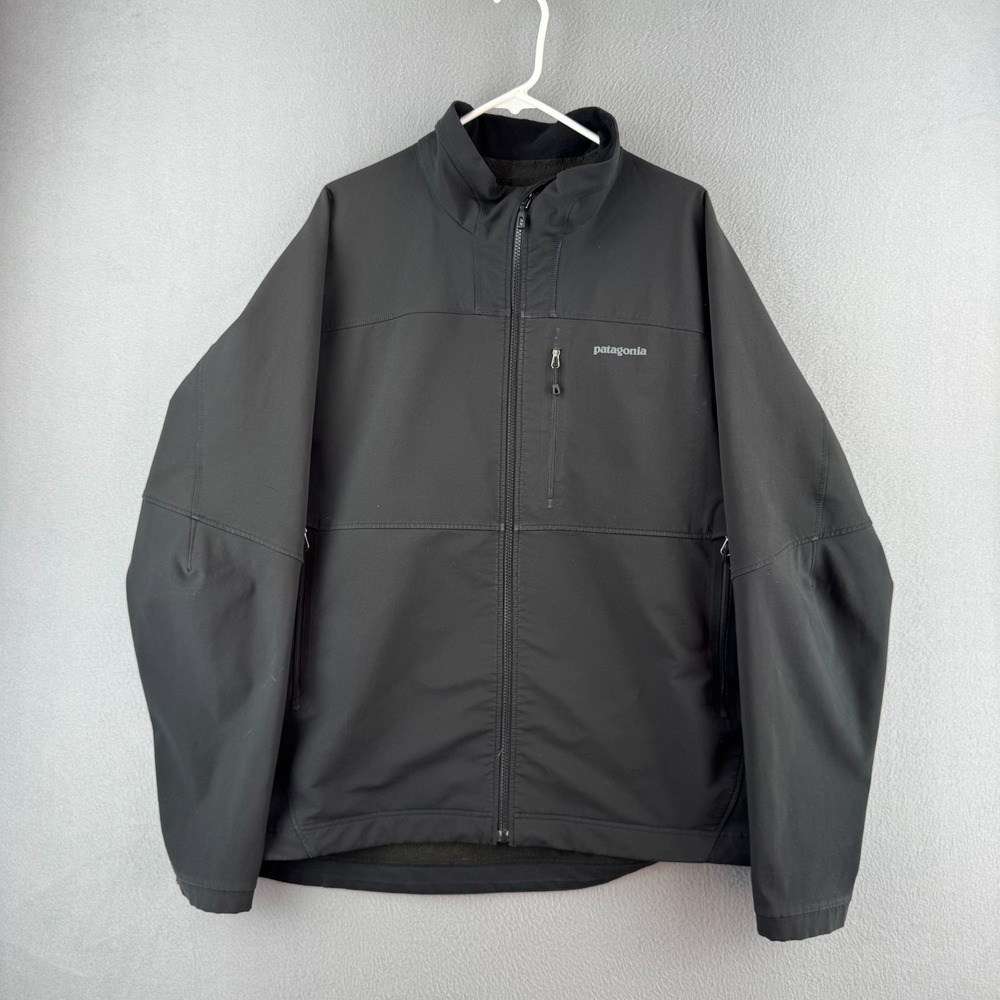 Patagonia Softshell Jacket Mens 2XL Black Fleece Lined Outdoor Full Zip
